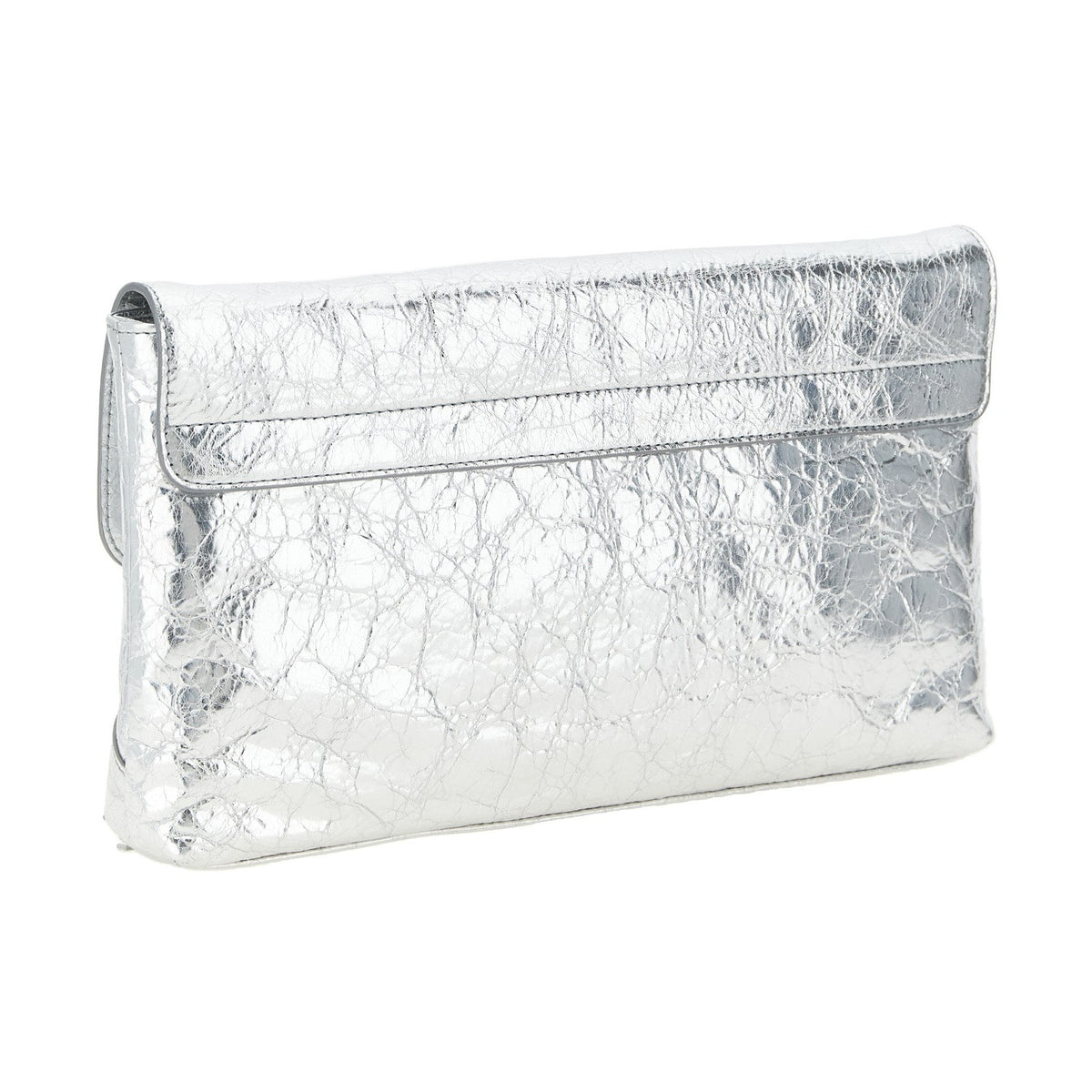 Silver Lamb Leather Clutch Bag