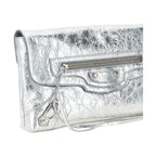 Silver Lamb Leather Clutch Bag