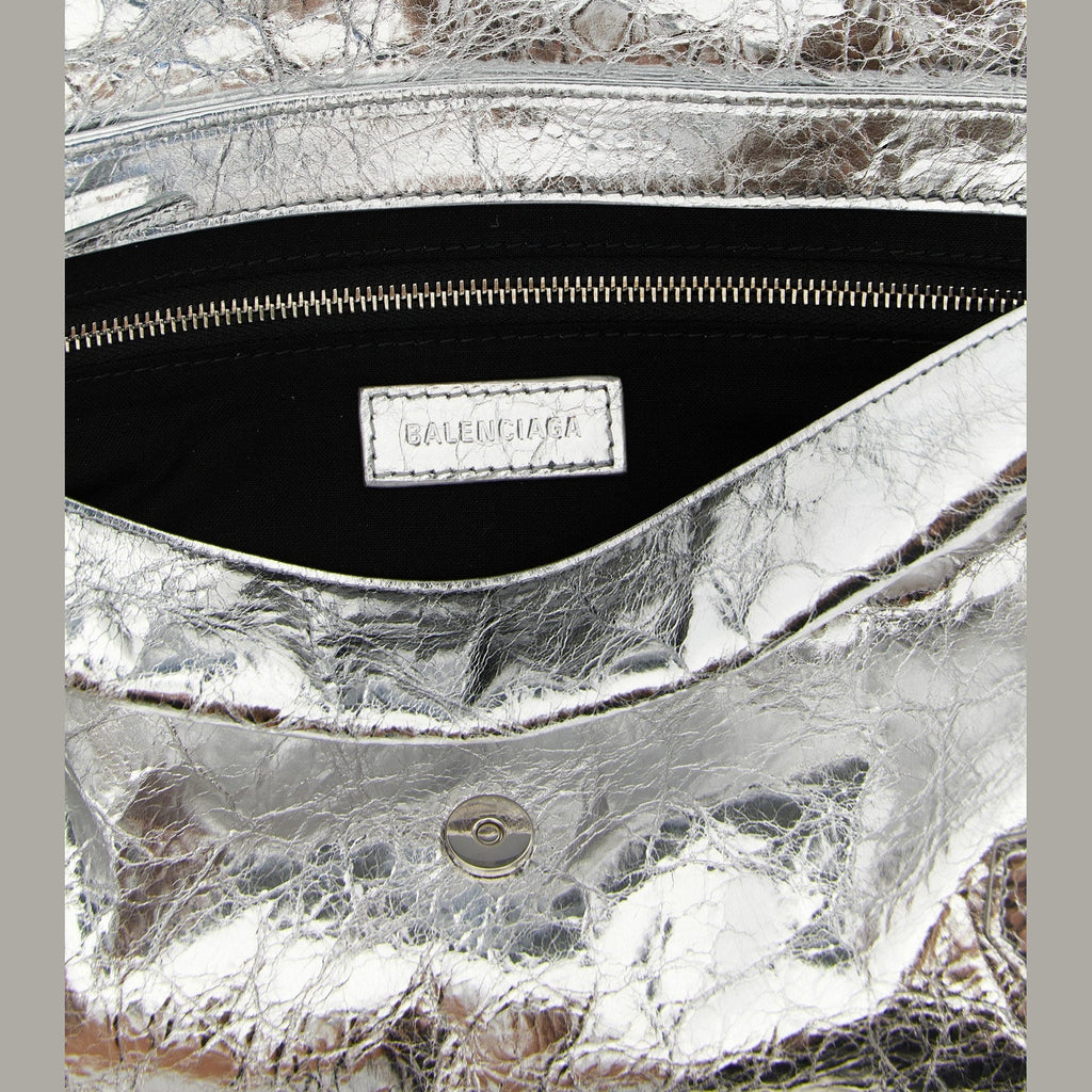 Silver Lamb Leather Clutch Bag