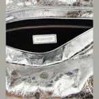 Silver Lamb Leather Clutch Bag