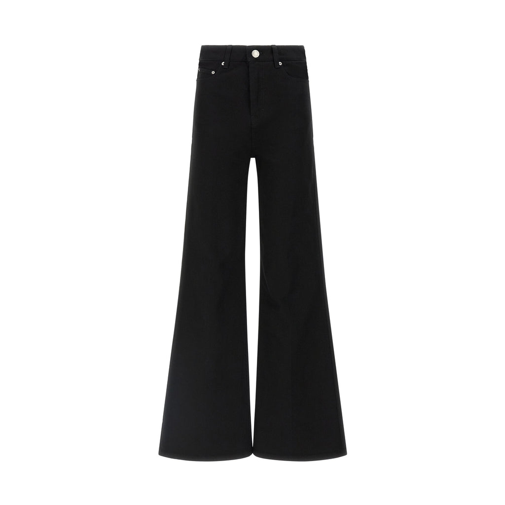 Black Cotton Flared Jeans