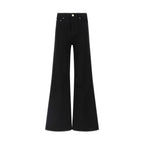 Black Cotton Flared Jeans