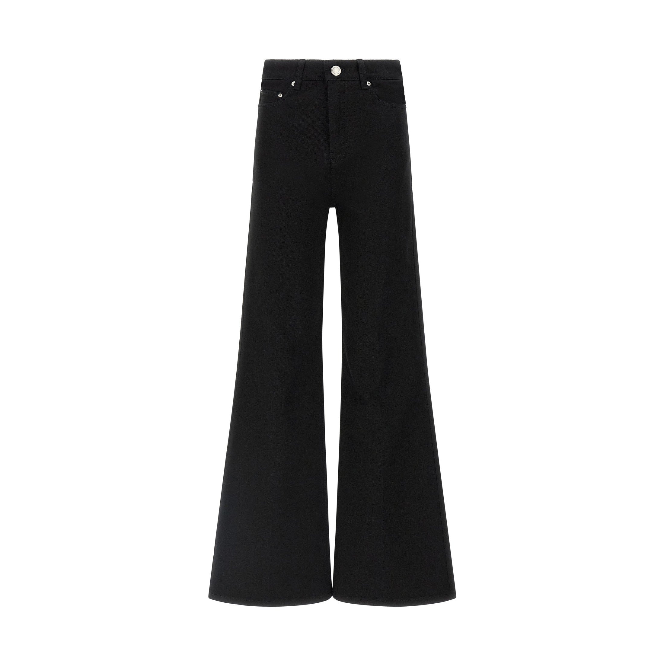 Black Cotton Flared Jeans