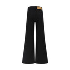 Black Cotton Flared Jeans