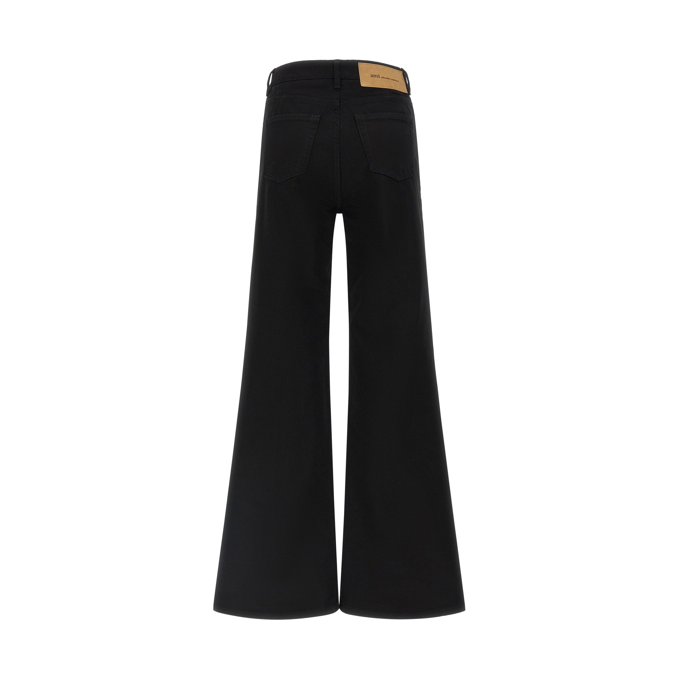 Black Cotton Flared Jeans