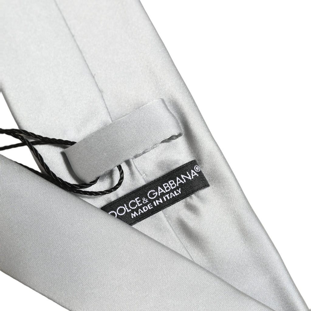 Gray Satin 100% Silk Adjustable Tied Men Necktie Tie