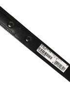 Black Leather Silver Tone Metal Buckle Belt