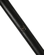 Black Leather Silver Tone Metal Buckle Belt