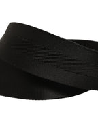 Men Black Fabric Strap Logo Metal Buckle Belt