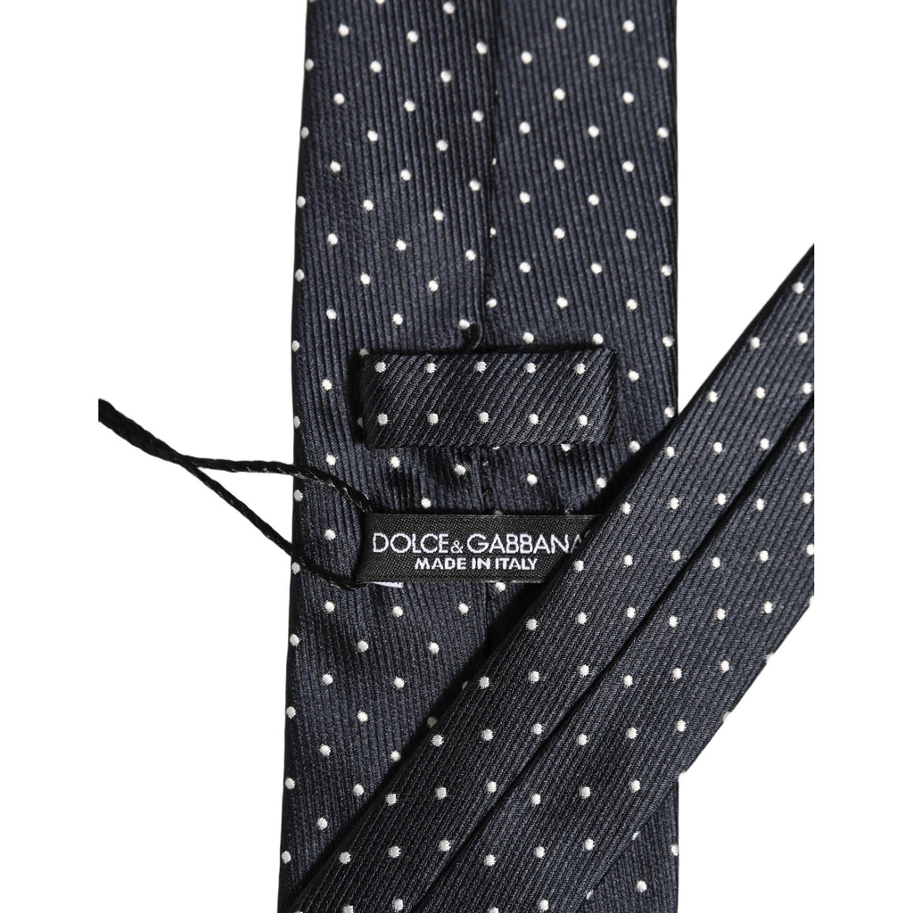 Dark Blue Polka Dot Silk Adjustable Necktie Accessory Tie