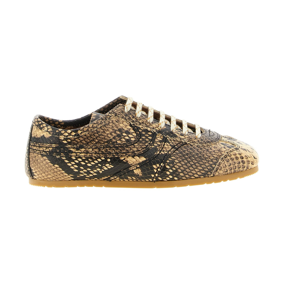 Beige Calfskin Low Top Sneakers