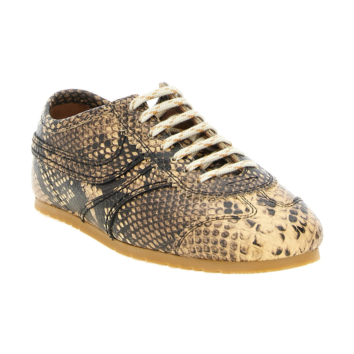 Beige Calfskin Low Top Sneakers