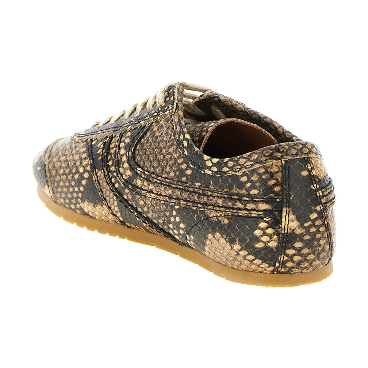 Beige Calfskin Low Top Sneakers
