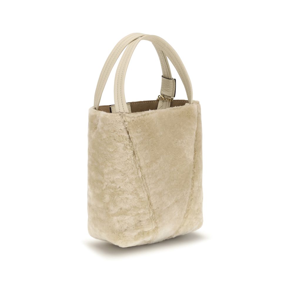 Beige Calf Leather Bos Taurus Backet Bag