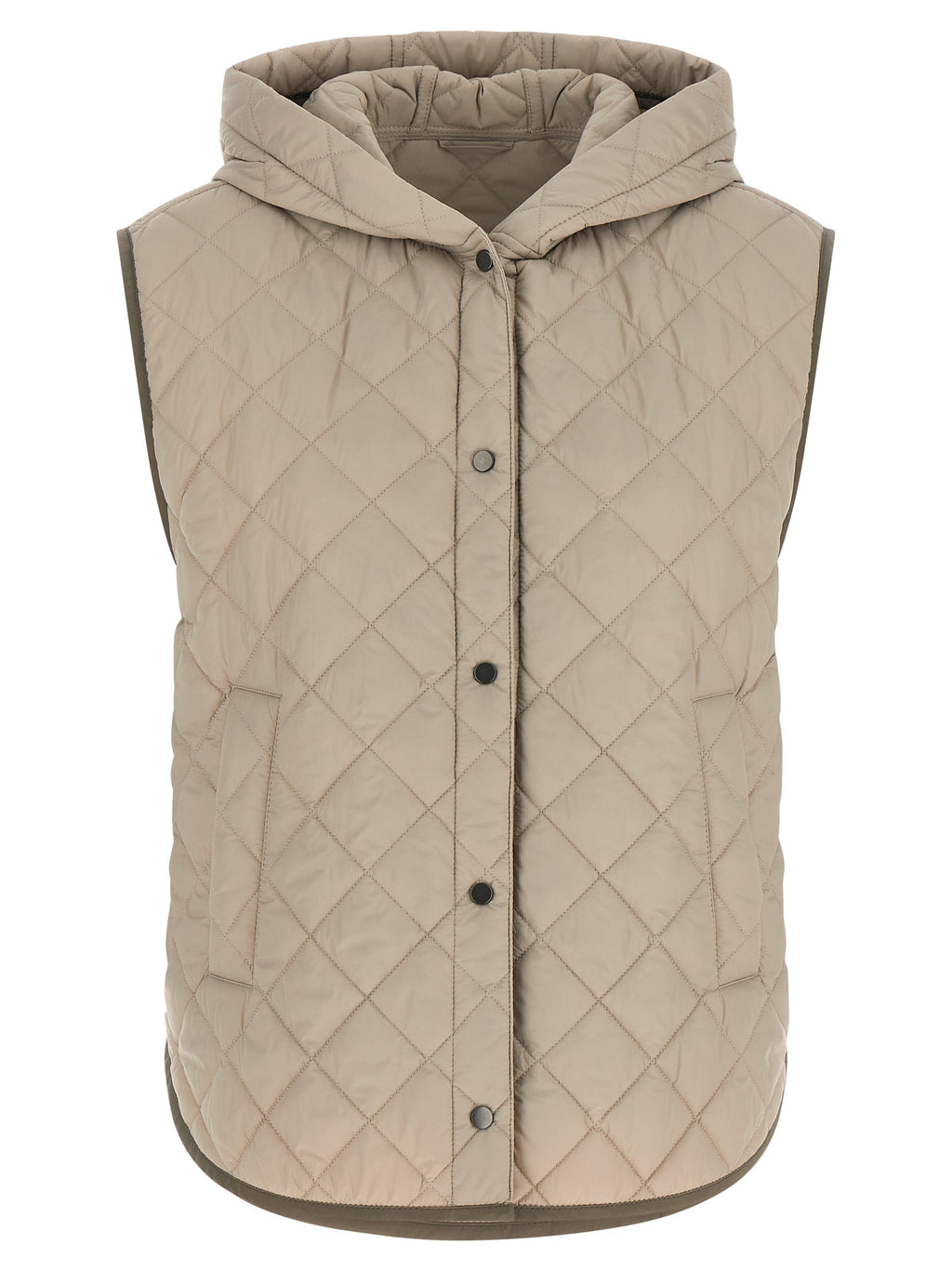 Beige Polyamide Sleeveless Jacket