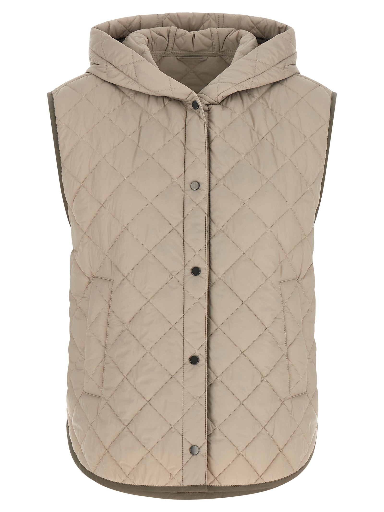 Beige Polyamide Sleeveless Jacket