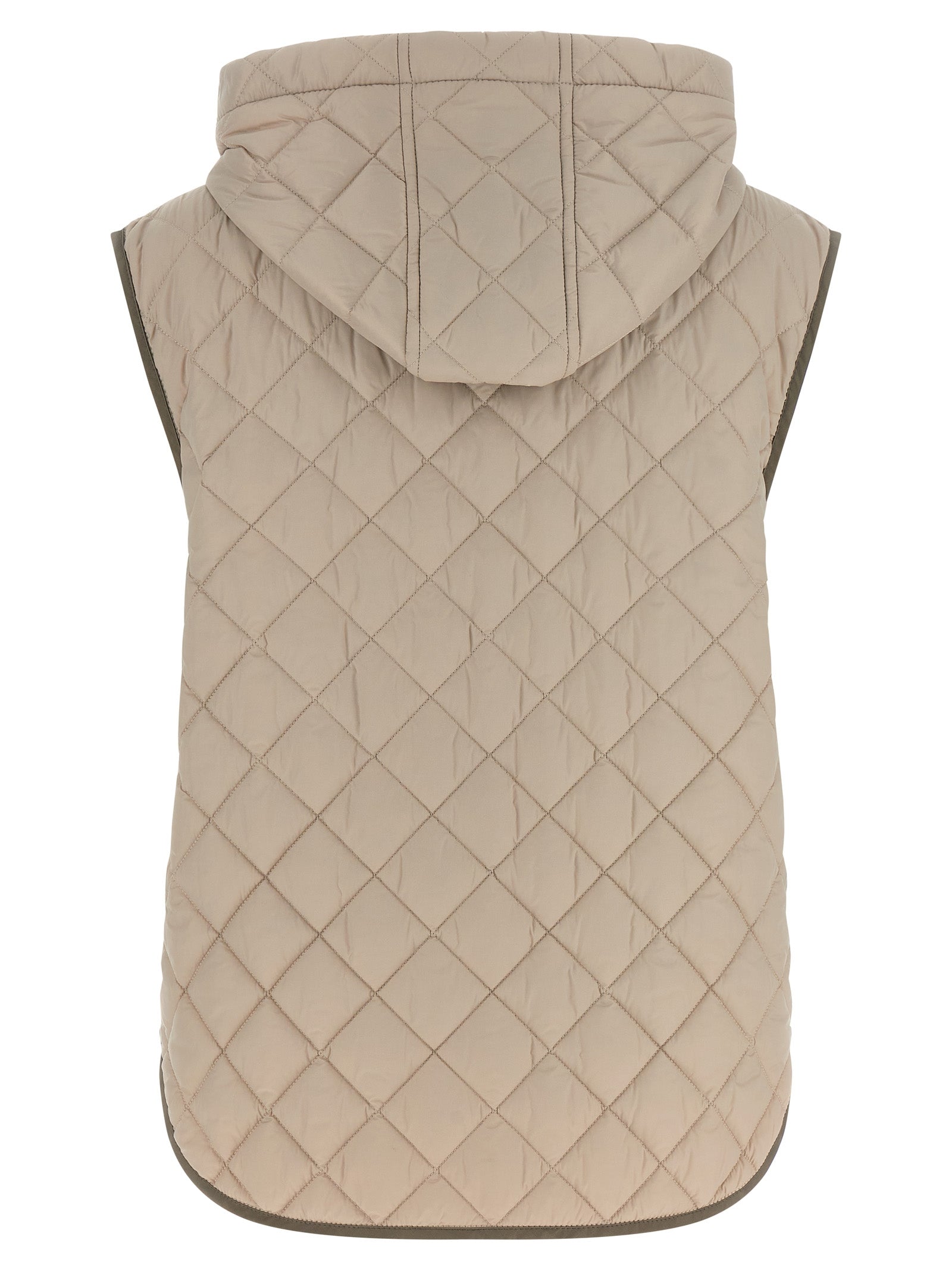 Beige Polyamide Sleeveless Jacket