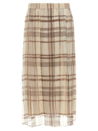 Beige Silk Midi Skirt