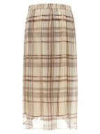 Beige Silk Midi Skirt