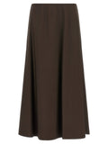 Brown Virgin Wool Midi Skirt