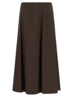 Brown Virgin Wool Midi Skirt