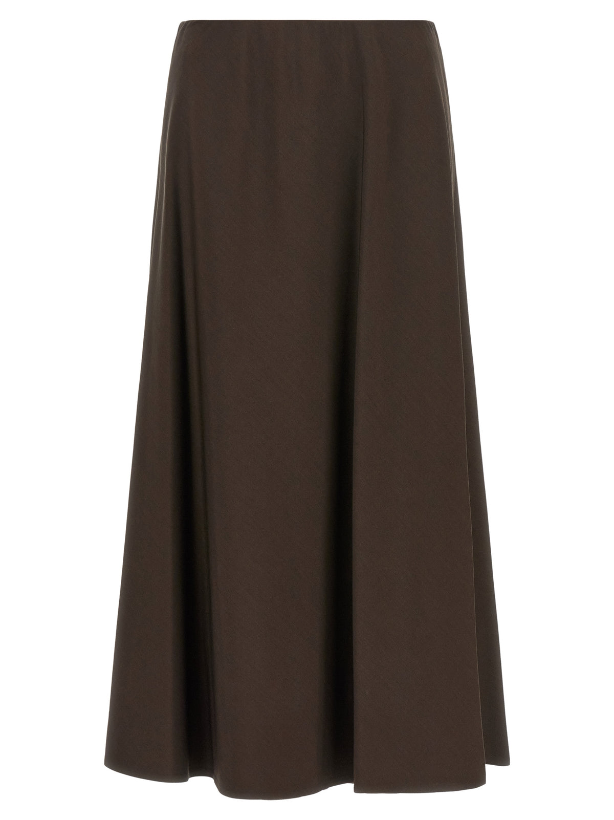 Brown Virgin Wool Midi Skirt