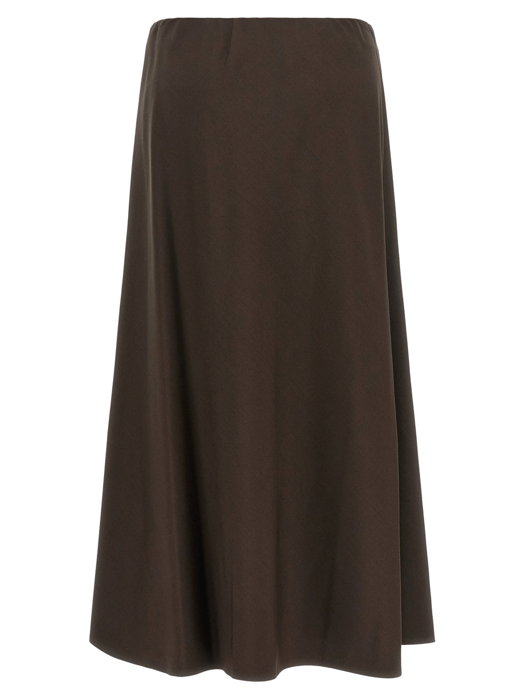 Brown Virgin Wool Midi Skirt