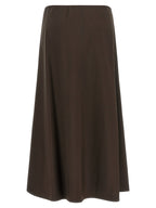 Brown Virgin Wool Midi Skirt