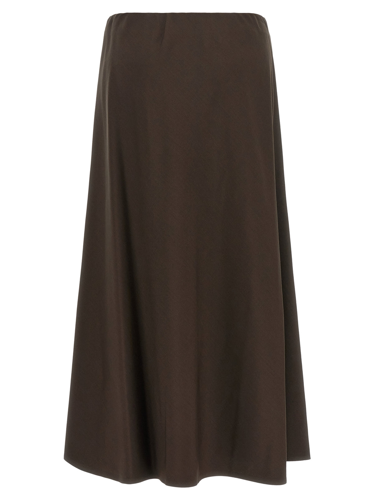 Brown Virgin Wool Midi Skirt