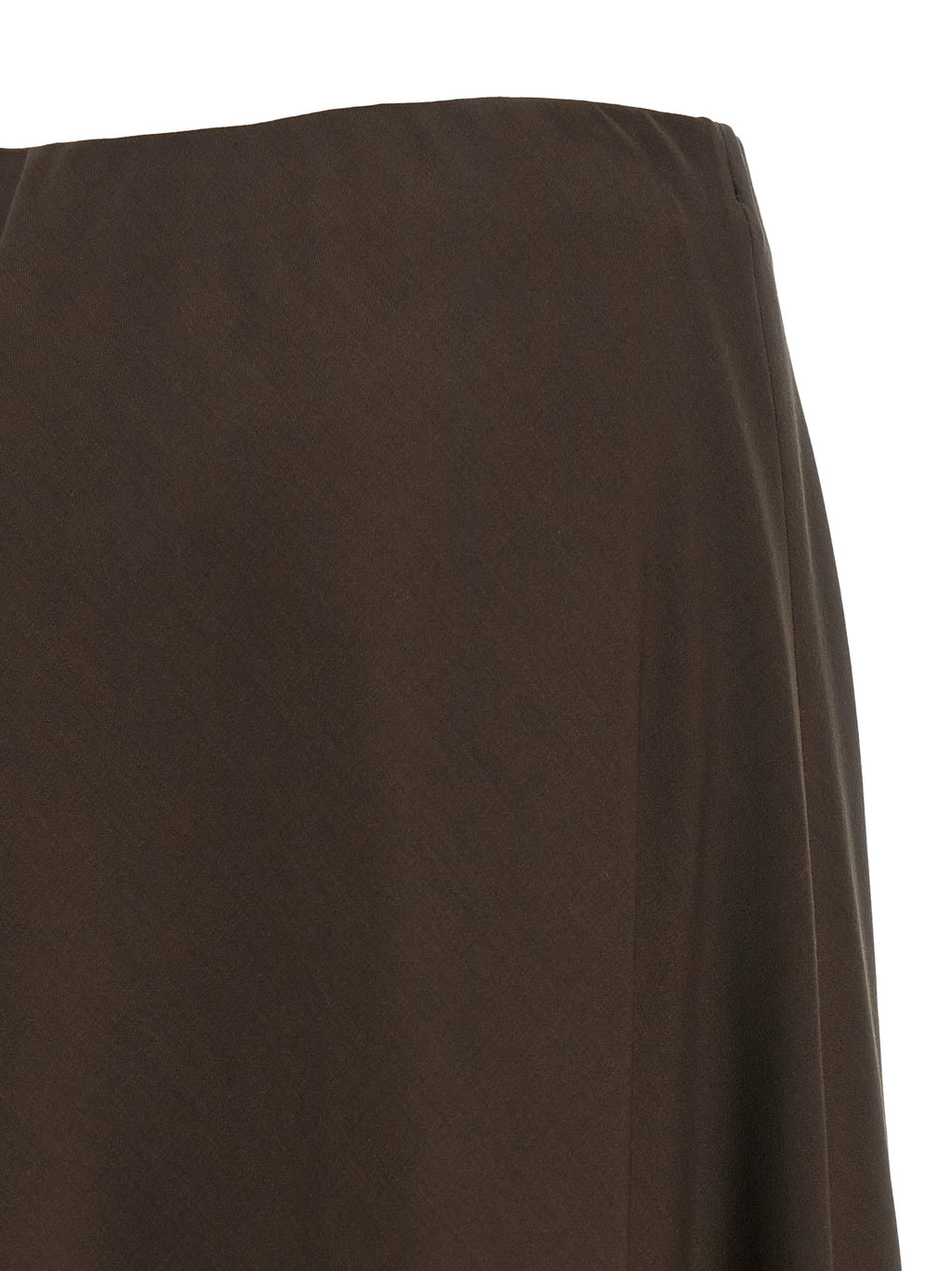 Brown Virgin Wool Midi Skirt