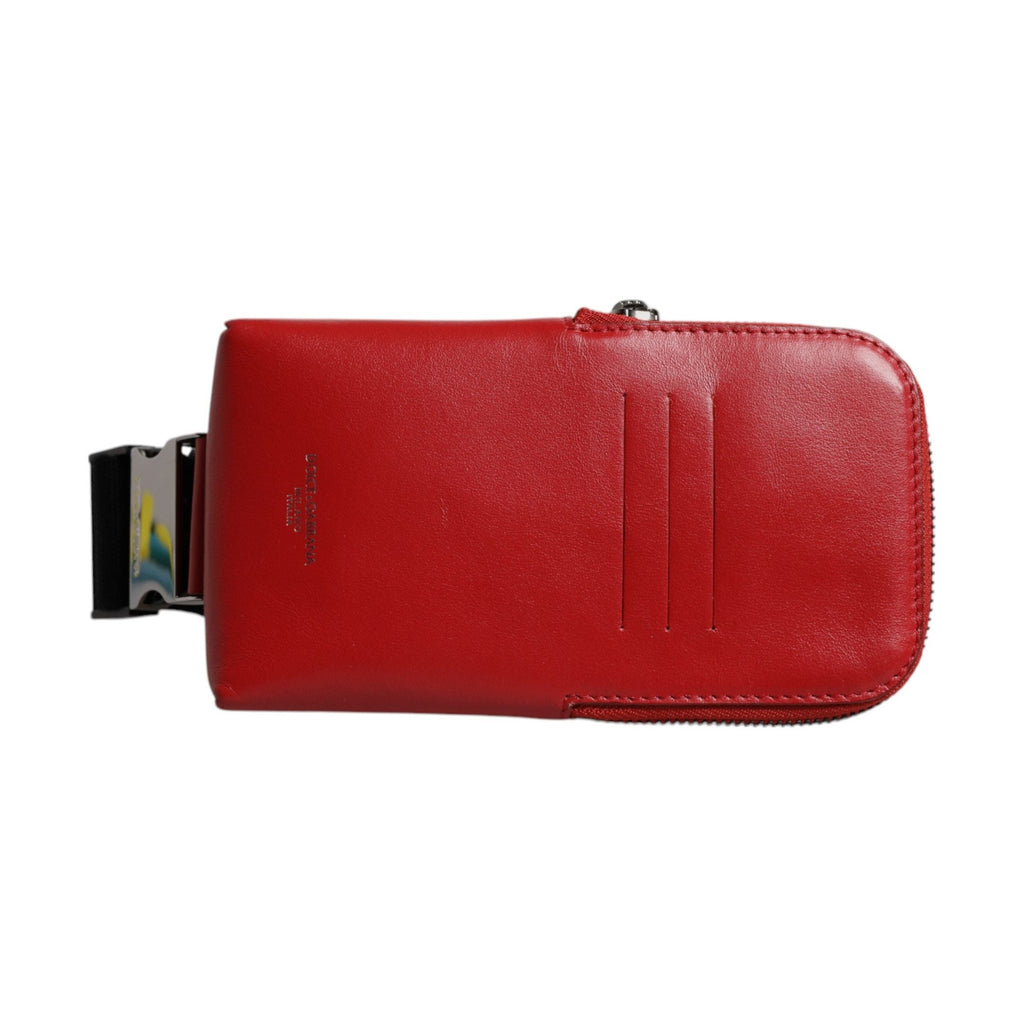 Red Calfskin Leather Phone Cardholder Crossbody Borse Bag