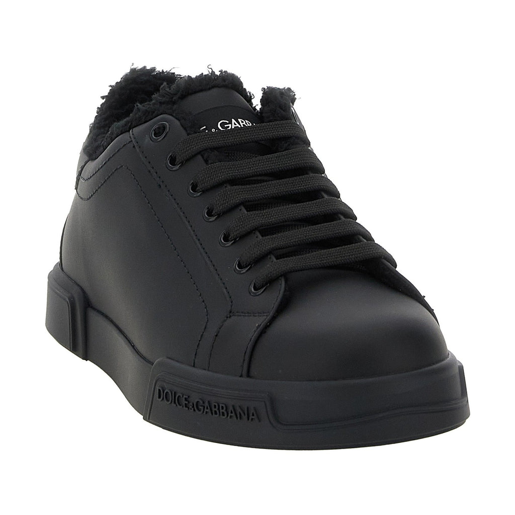Black Calfskin Low Top Sneakers