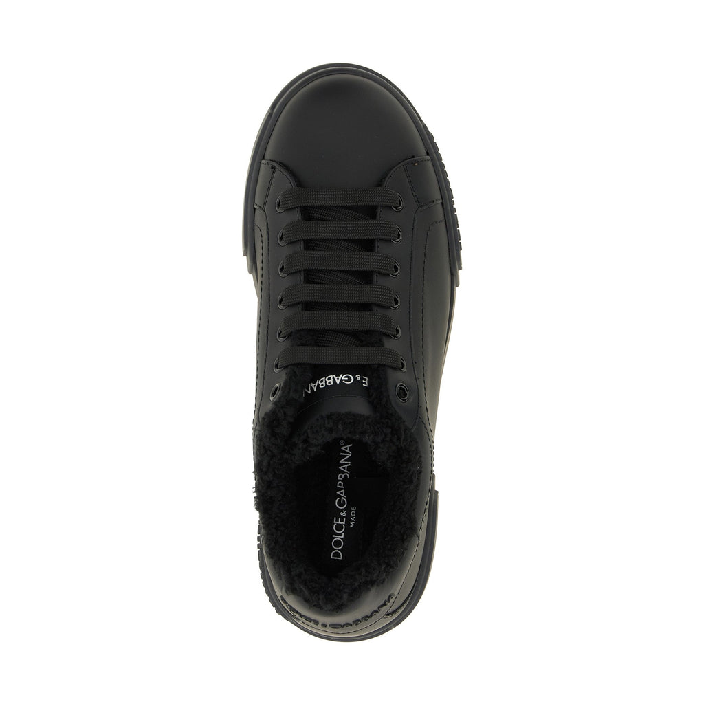 Black Calfskin Low Top Sneakers