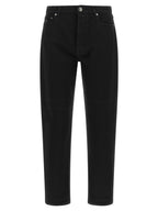 Black Cotton Straight-Leg Jeans