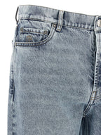 Blue Cotton High-Waisted Jean