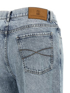 Blue Cotton High-Waisted Jean