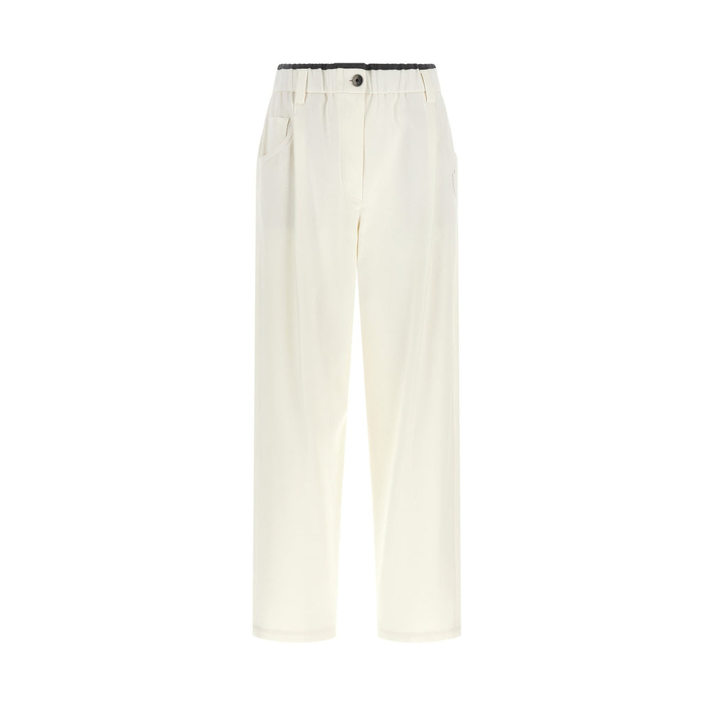 White Cotton Casual Pants