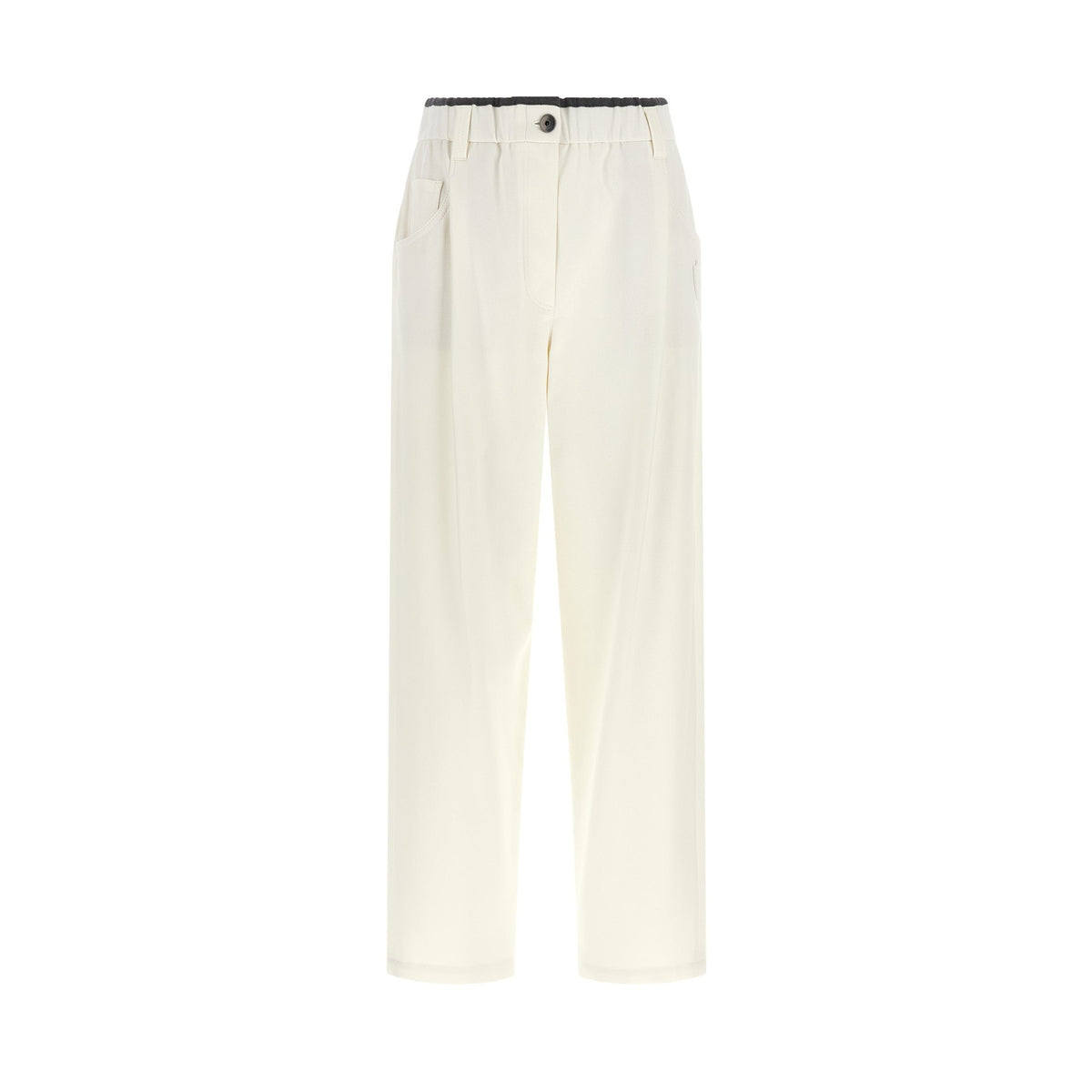 White Cotton Casual Pants