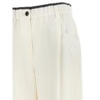 White Cotton Casual Pants