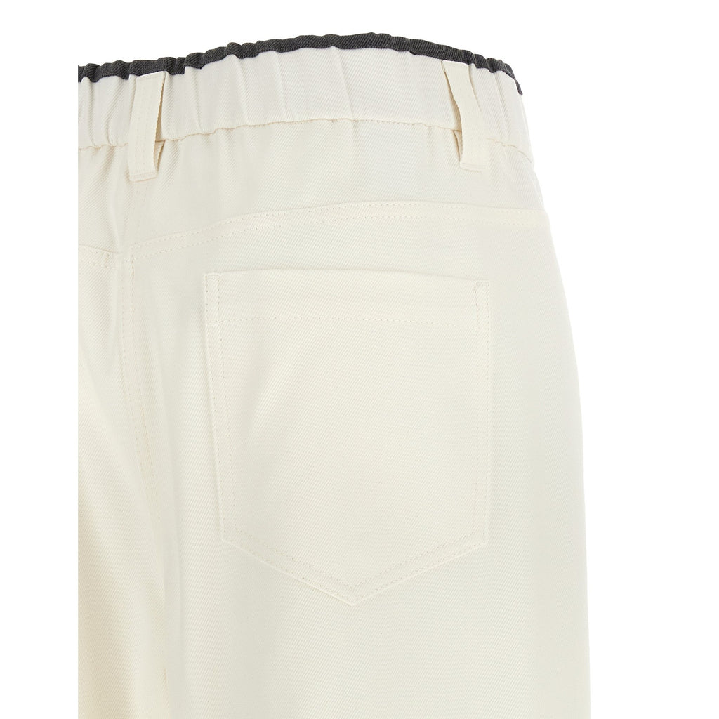 White Cotton Casual Pants