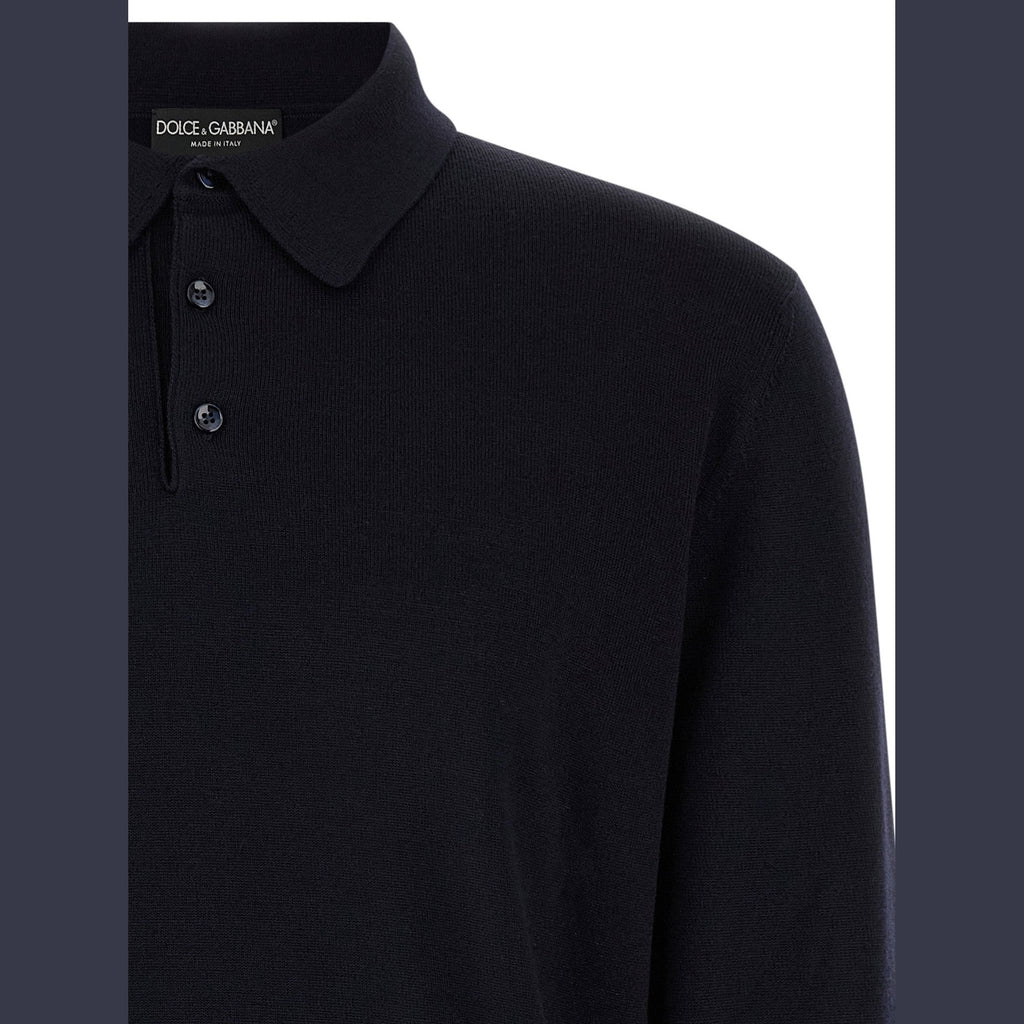 Blue Virgin Wool Polo Shirt
