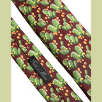 Maroon Silk Cactus Floral Adjustable Tied Men Necktie Tie