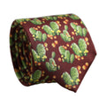 Maroon Silk Cactus Floral Adjustable Tied Men Necktie Tie