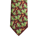 Maroon Silk Cactus Floral Adjustable Tied Men Necktie Tie