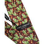 Maroon Silk Cactus Floral Adjustable Tied Men Necktie Tie