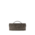 Brown Suede Leather Clutch Bag