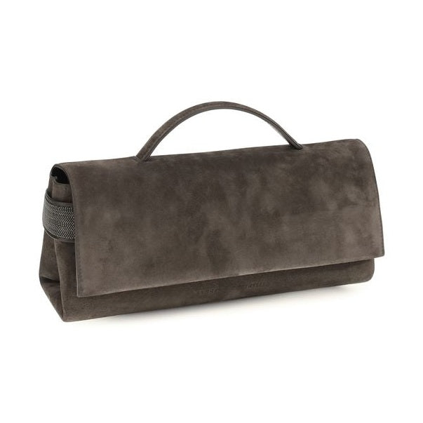 Brown Suede Leather Clutch Bag