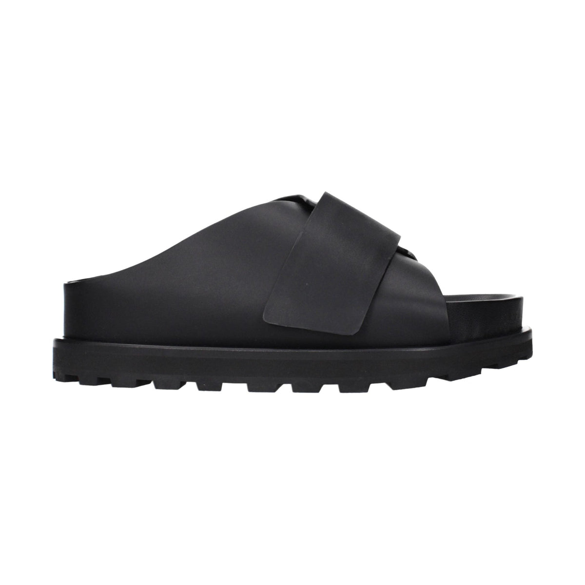 Black Leather Slippers