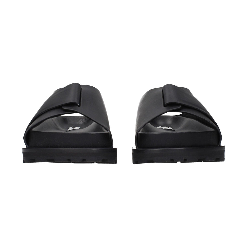 Black Leather Slippers