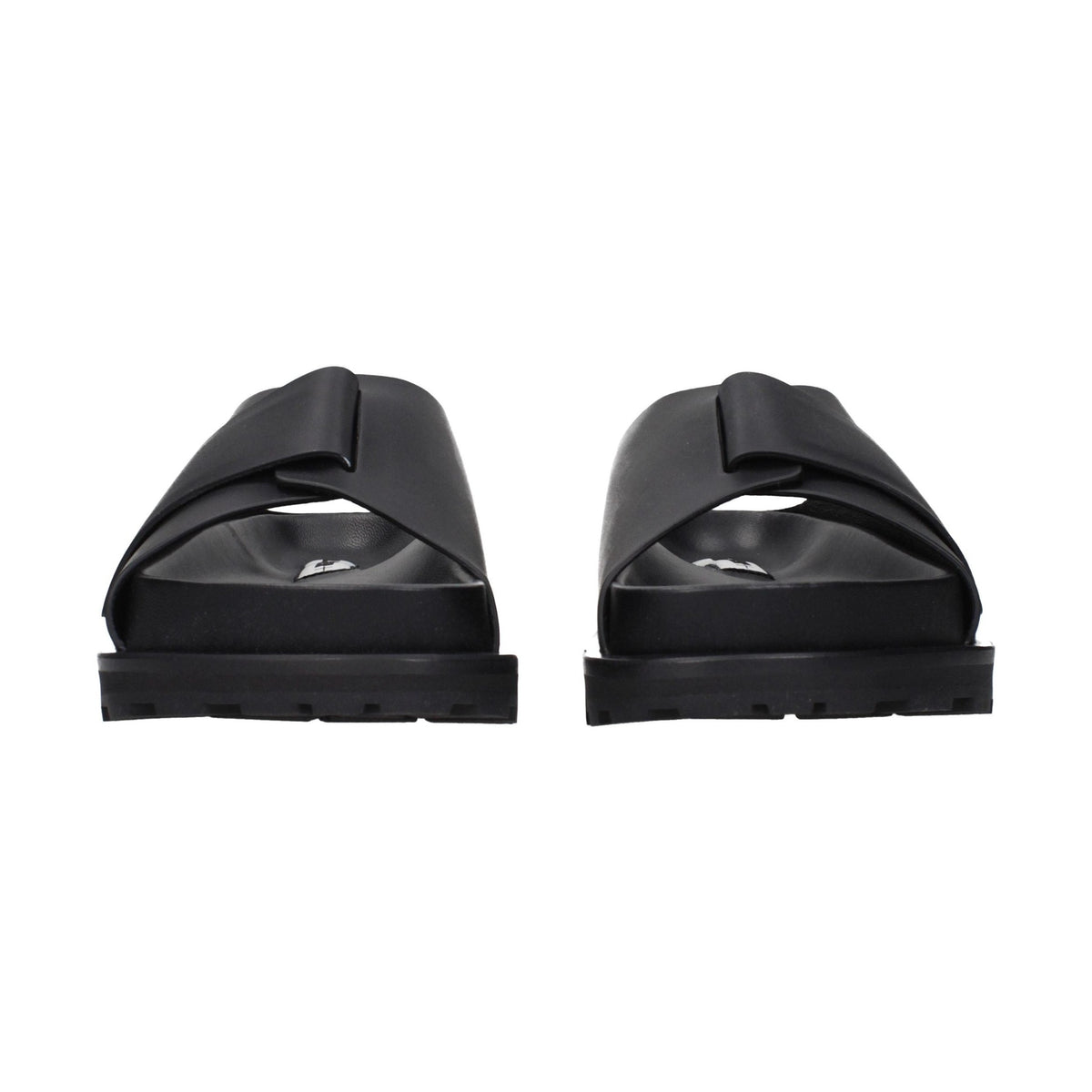 Black Leather Slippers